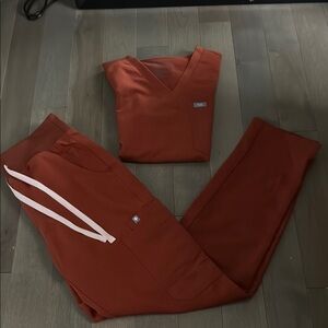 Figs high waisted yola scrub pants and Catarina one pocket scrub top